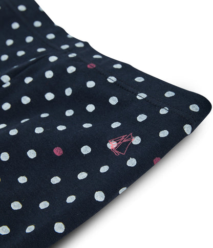 Girls Navy Dots Cotton Leggings
