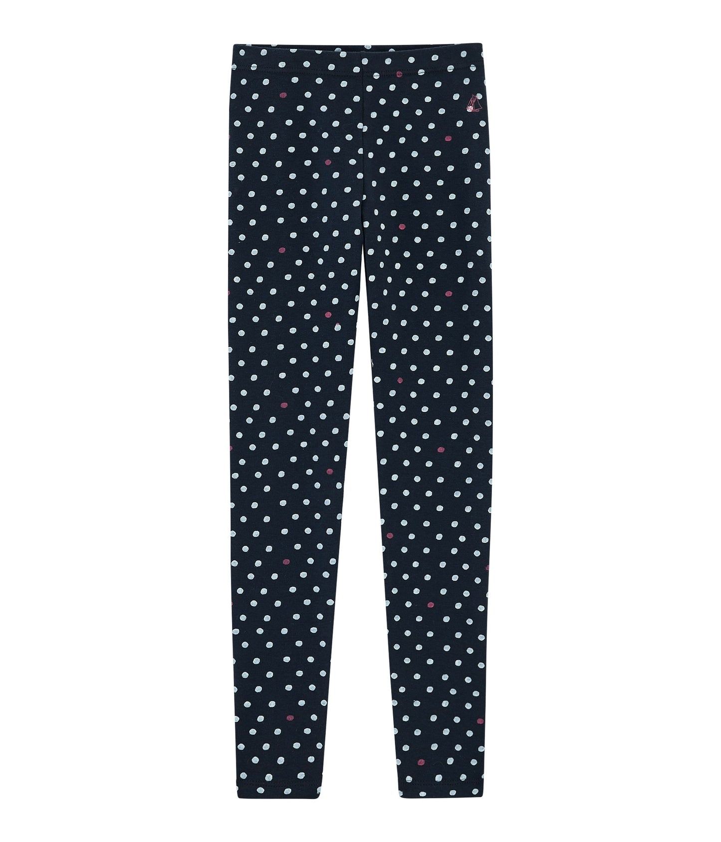 Girls Navy Dots Cotton Leggings