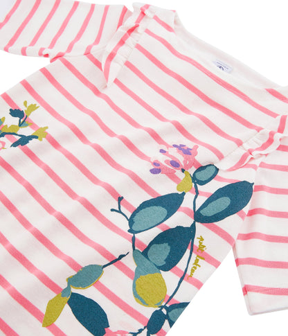 Girls Pink Striped Cotton T-shirt