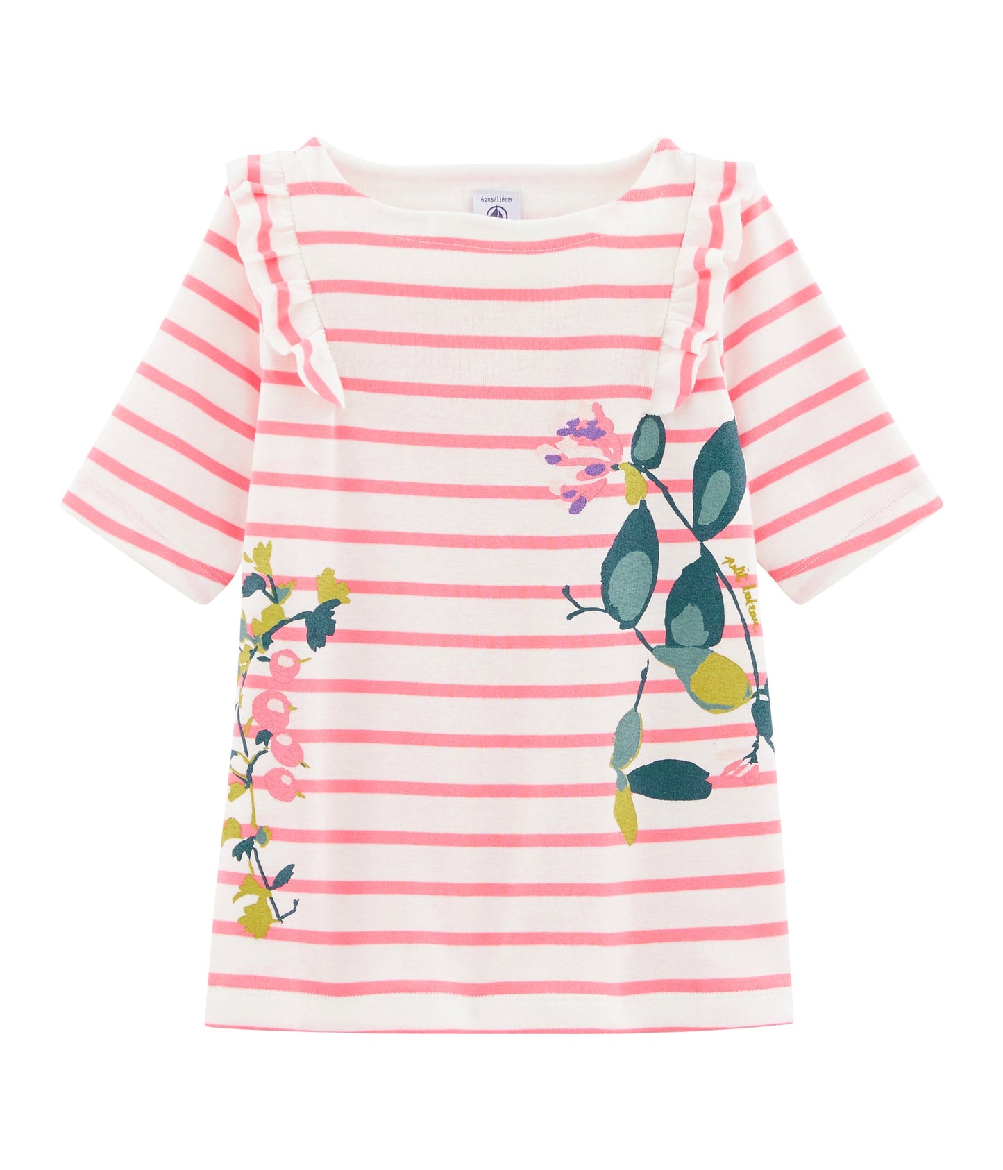 Girls Pink Striped Cotton T-shirt