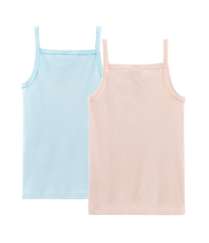 Girls Multicolor Cotton Vest Set（2 Pack)