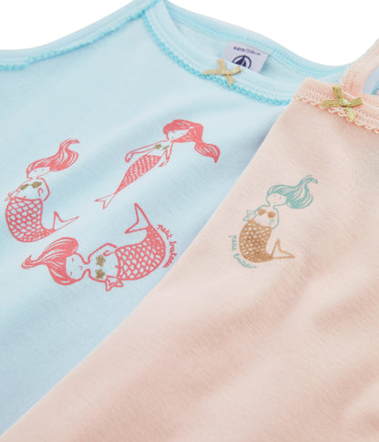 Girls Multicolor Cotton Vest Set（2 Pack)