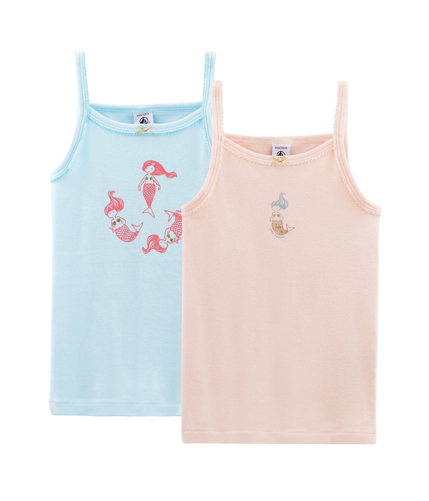 Girls Multicolor Cotton Vest Set（2 Pack)
