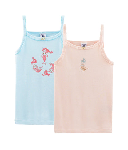 Girls Multicolor Cotton Vest Set（2 Pack)