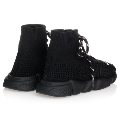 Boys & Girls Black Logo Shoes