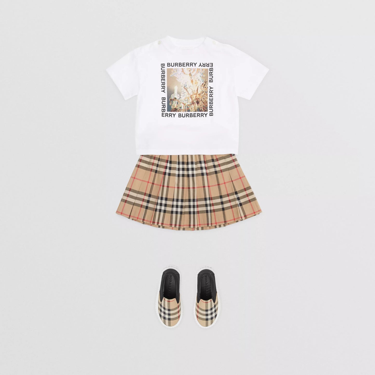 Baby Girls Beige Check Cotton Skirt
