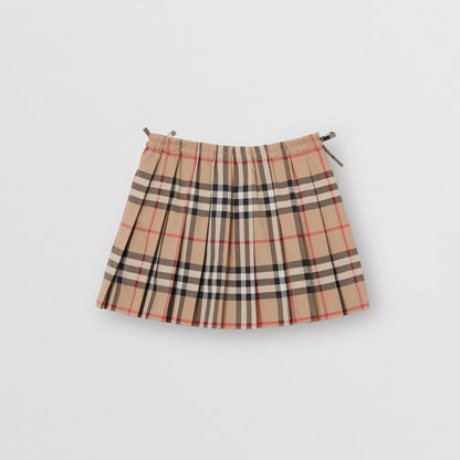 Baby Girls Beige Check Cotton Skirt