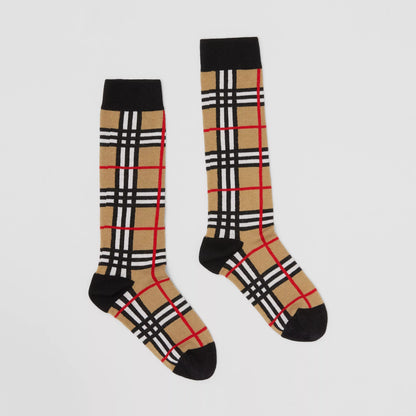 Boys & Girls Beige Check Socks