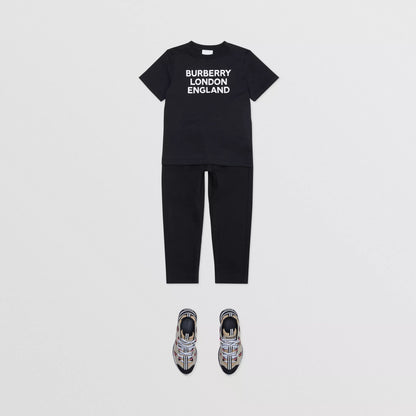 Boys & Girls Black Logo Cotton T-Shirt
