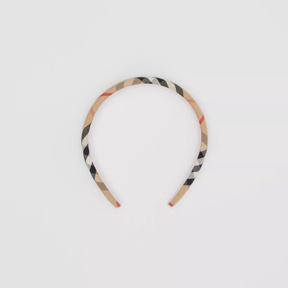 Girls Beige Check Hair Band