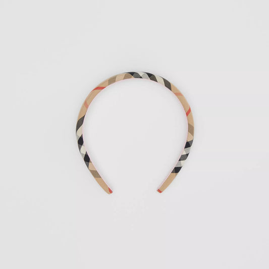 Girls Beige Check Hair Band