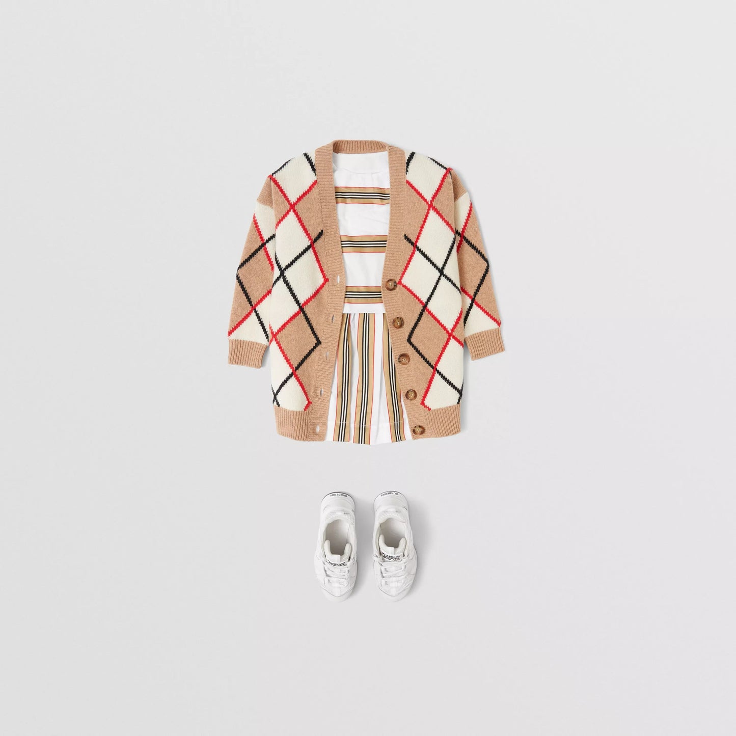 Girls White Stripe Cotton Dress