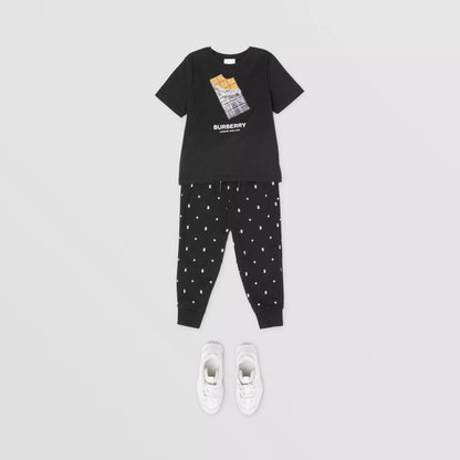 Boys Black Logo Cotton Trousers