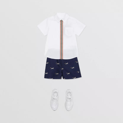 Boys White Stripe Cotton Shirt
