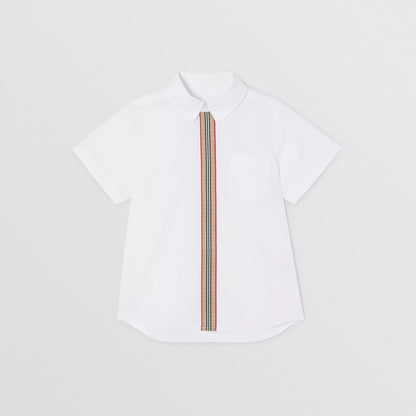 Boys White Stripe Cotton Shirt