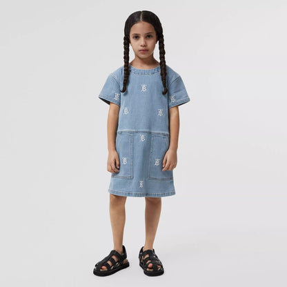 Girls Blue Logo Denim Dress