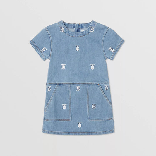 Girls Blue Logo Denim Dress