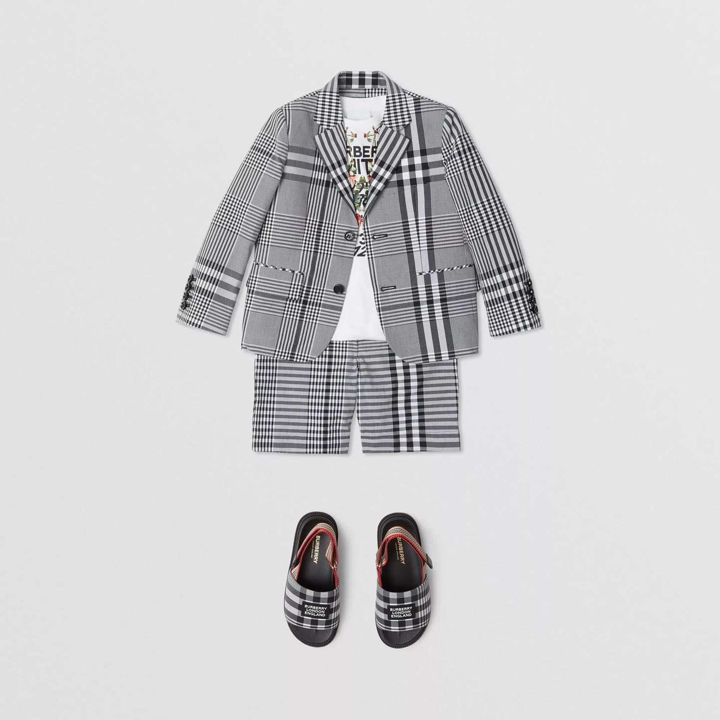 男童黑色格子棉短裤