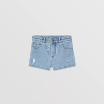 Girls Blue Logo Denim Shorts