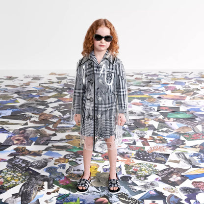 Girls Black Check Cotton Dress