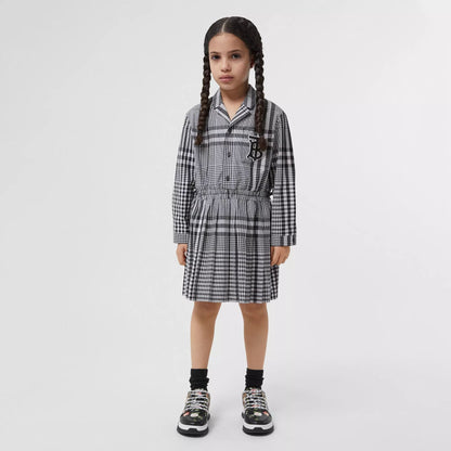 Girls Black Check Cotton Dress