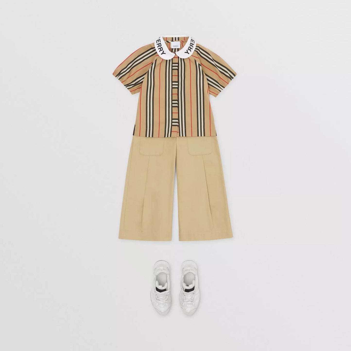 Girls Beige Stripe Cotton Top