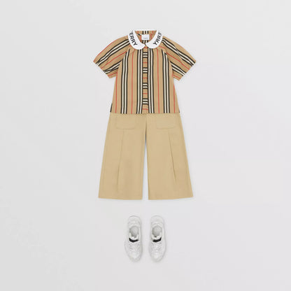 Girls Beige Stripe Cotton Top