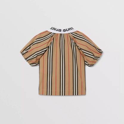 Girls Beige Stripe Cotton Top