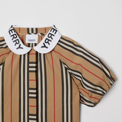 Girls Beige Stripe Cotton Top