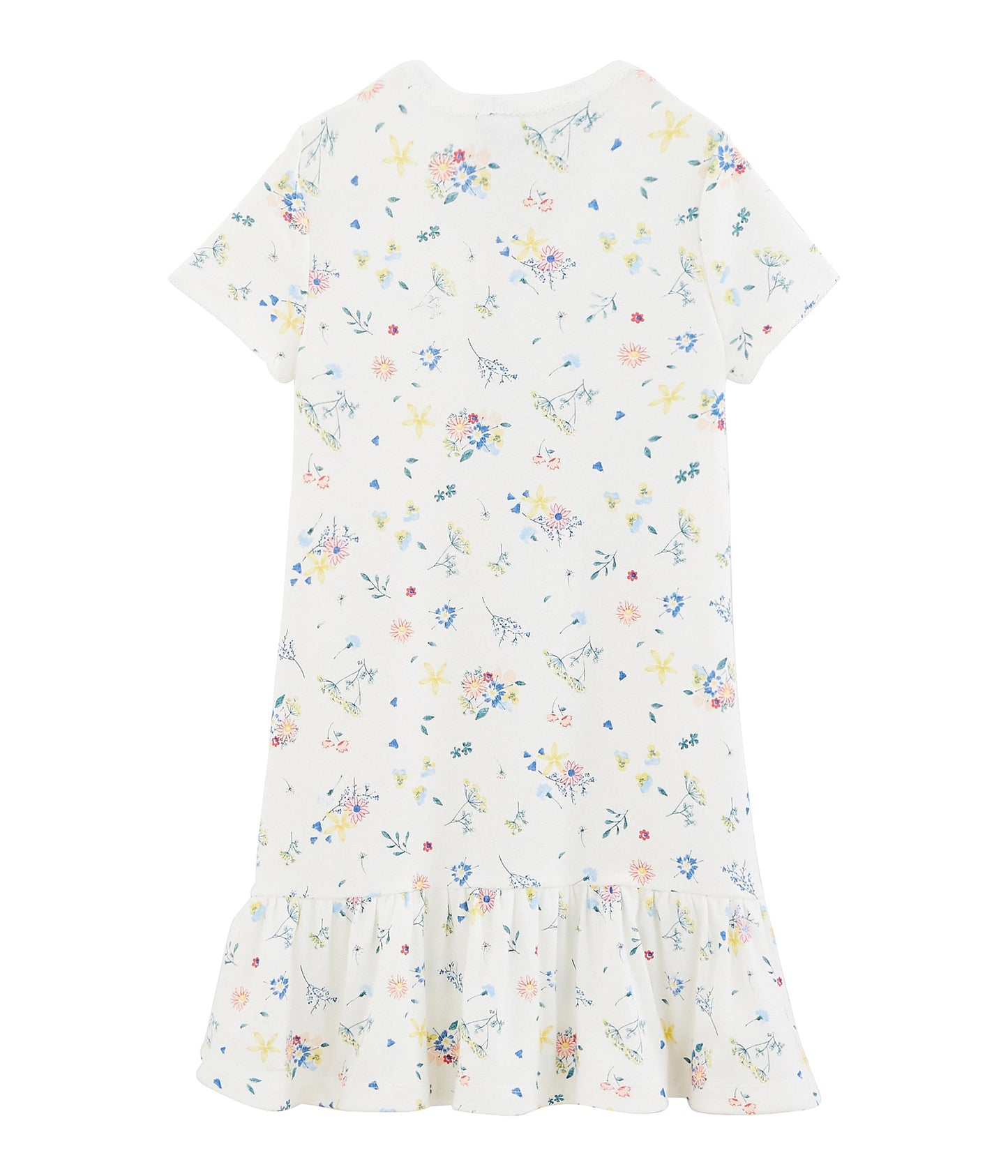 Girls White Flower Cotton Nightwear Dress