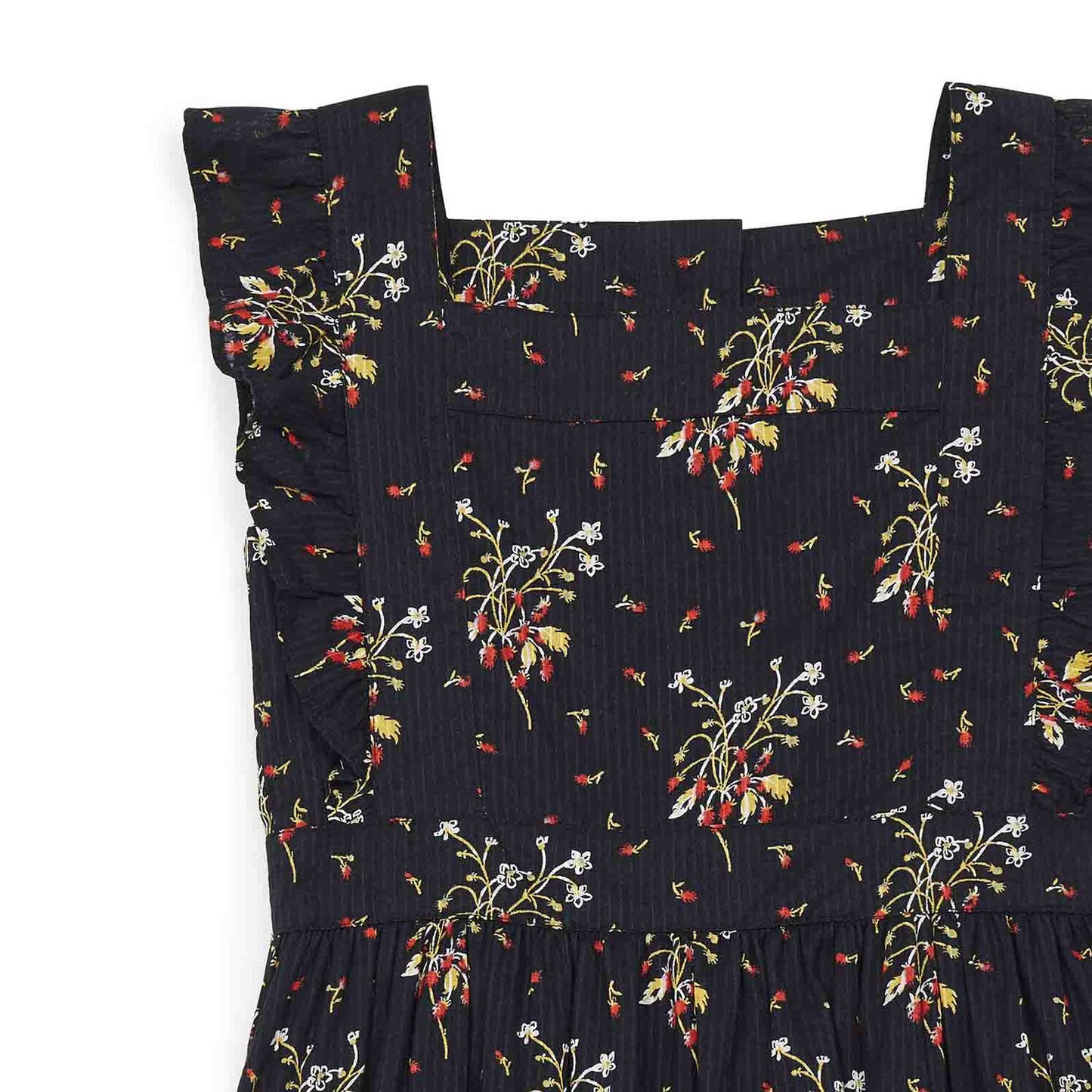 Girls Dark Grey Flower Cotton Dress