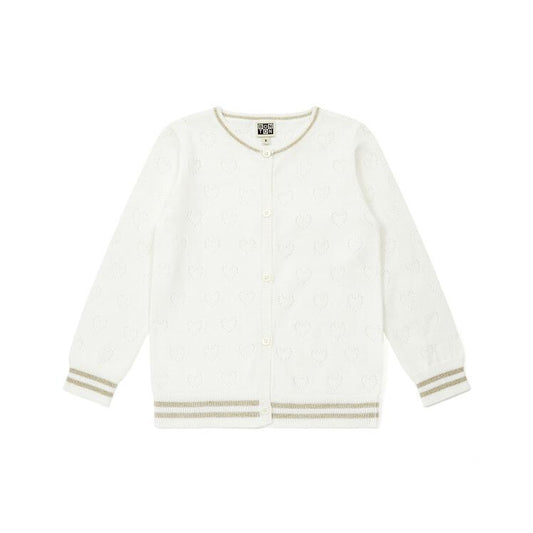 Girls White Cotton Cardigan