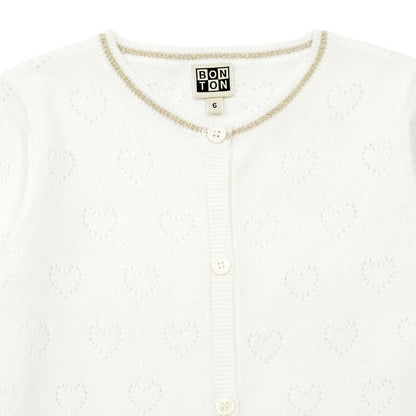 Girls White Cotton Cardigan
