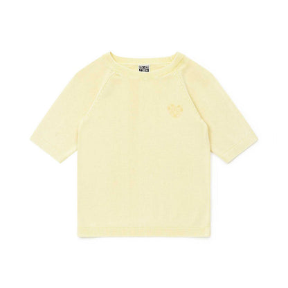 Girls Yellow Short Sleeves Sweater