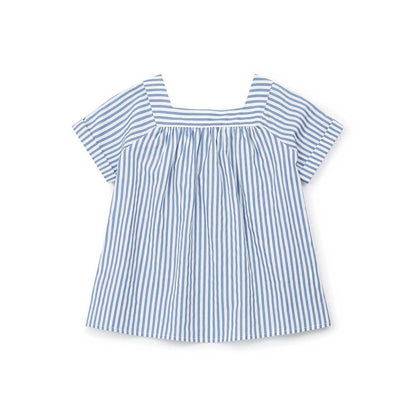 Girls Blue Stripe Cotton Top