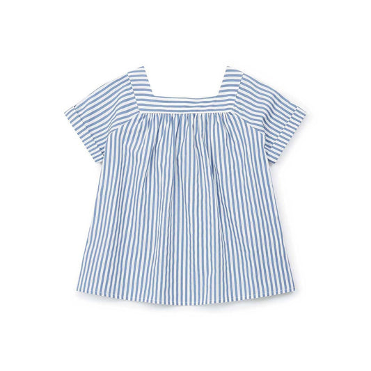 Girls Blue Stripe Cotton Top