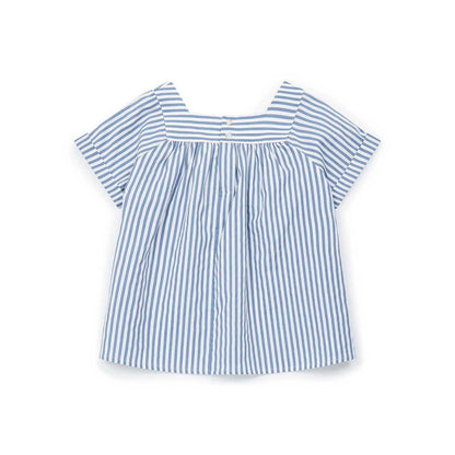 Girls Blue Stripe Cotton Top
