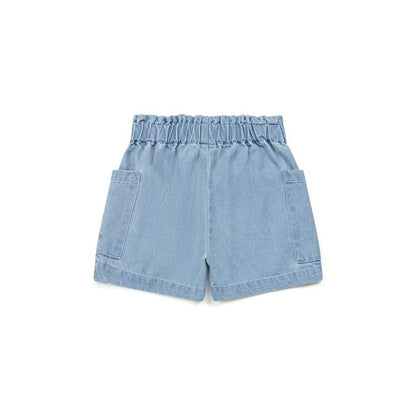 Girls Blue Embroidered Denim Shorts