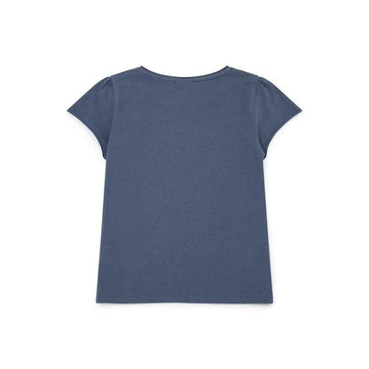 Girls Blue Printing Cotton T-Shirt