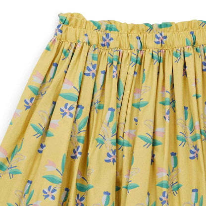Girls Yellow Floral Cotton Skirt