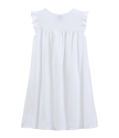 Girls White Cotton Nightwear Dress