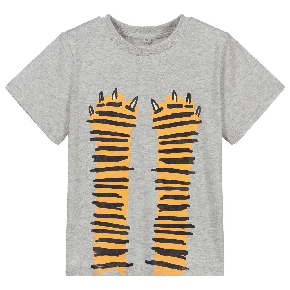 Boys Grey Printing Cotton T-Shirt
