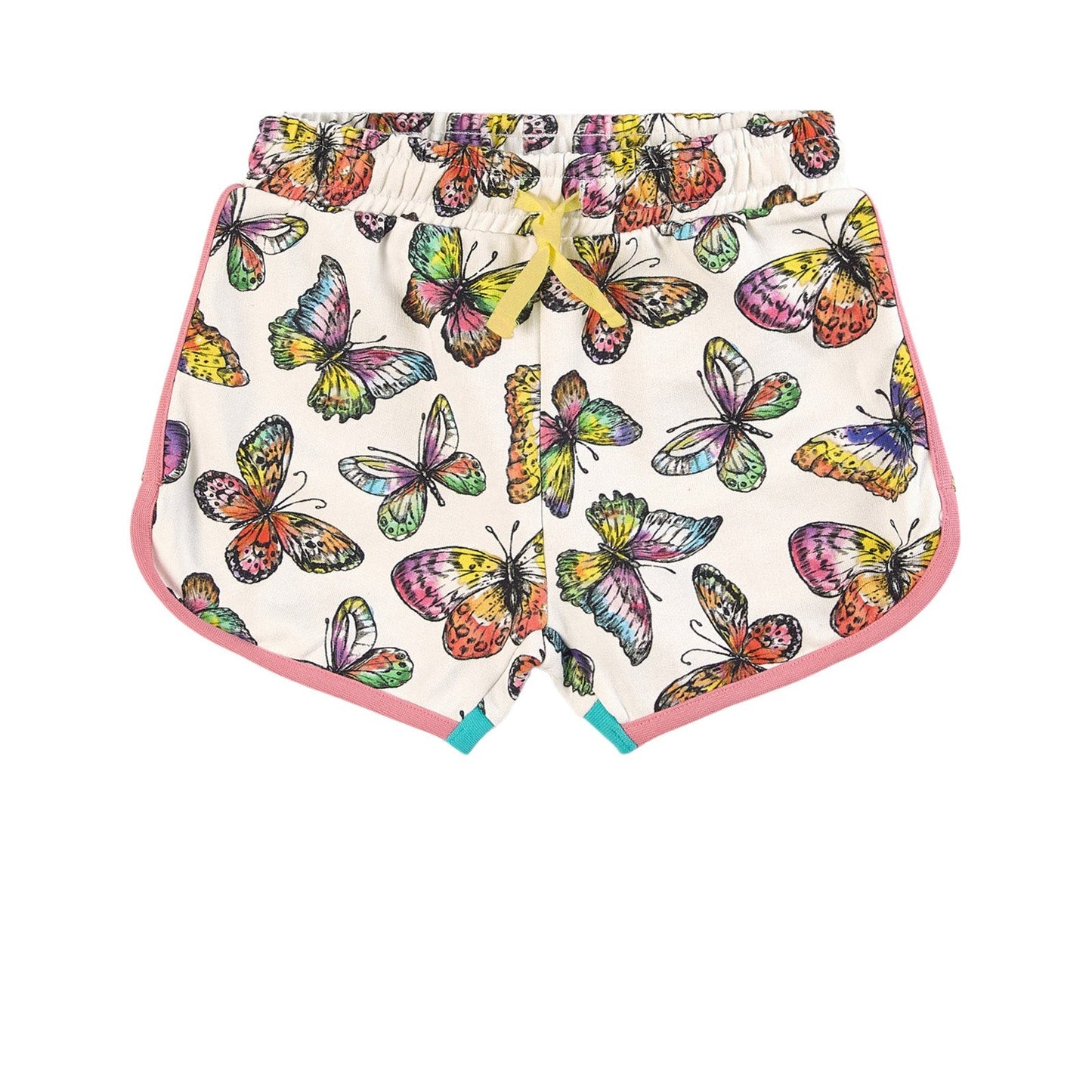Girls White Butterfly Cotton Shorts