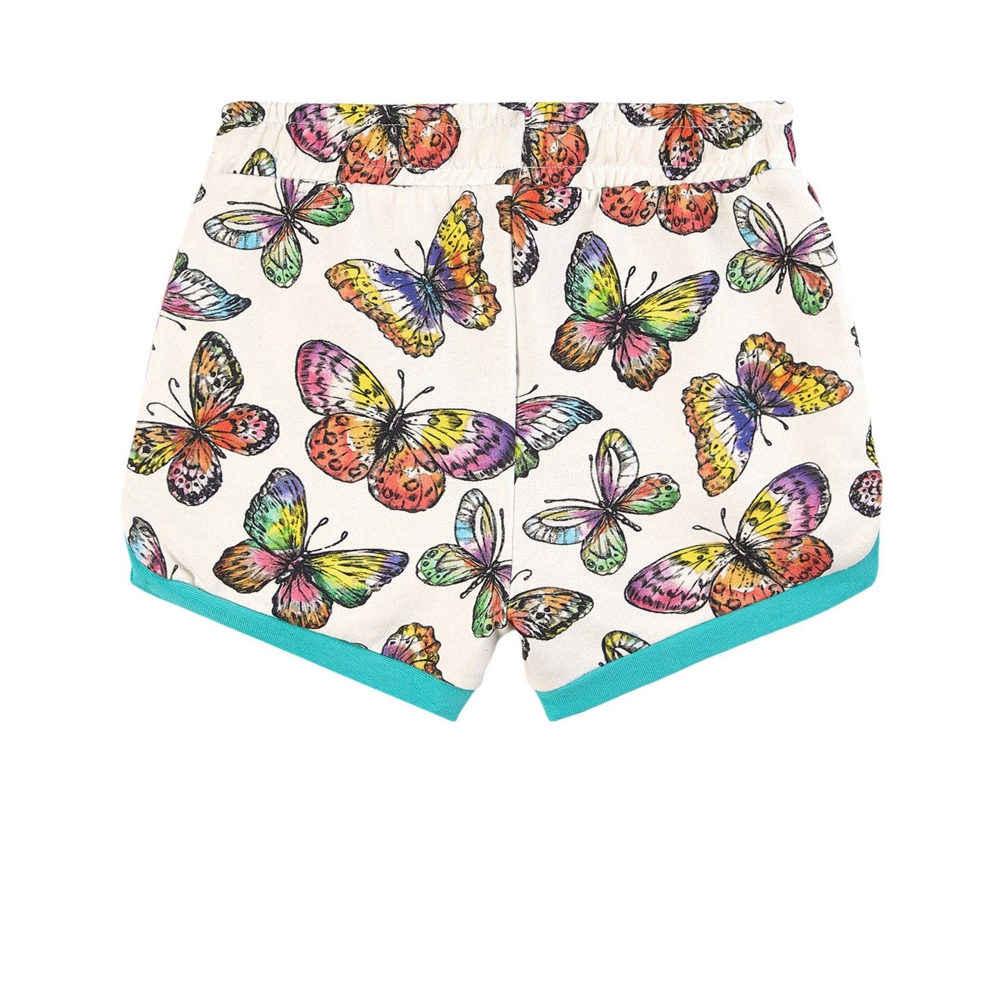 Girls White Butterfly Cotton Shorts