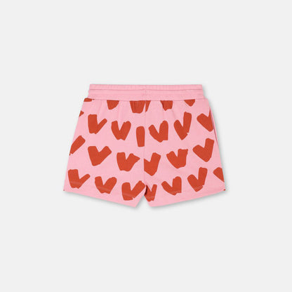 Girls Pink Heart Cotton Shorts
