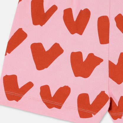 Girls Pink Heart Cotton Shorts