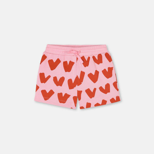 Girls Pink Heart Cotton Shorts