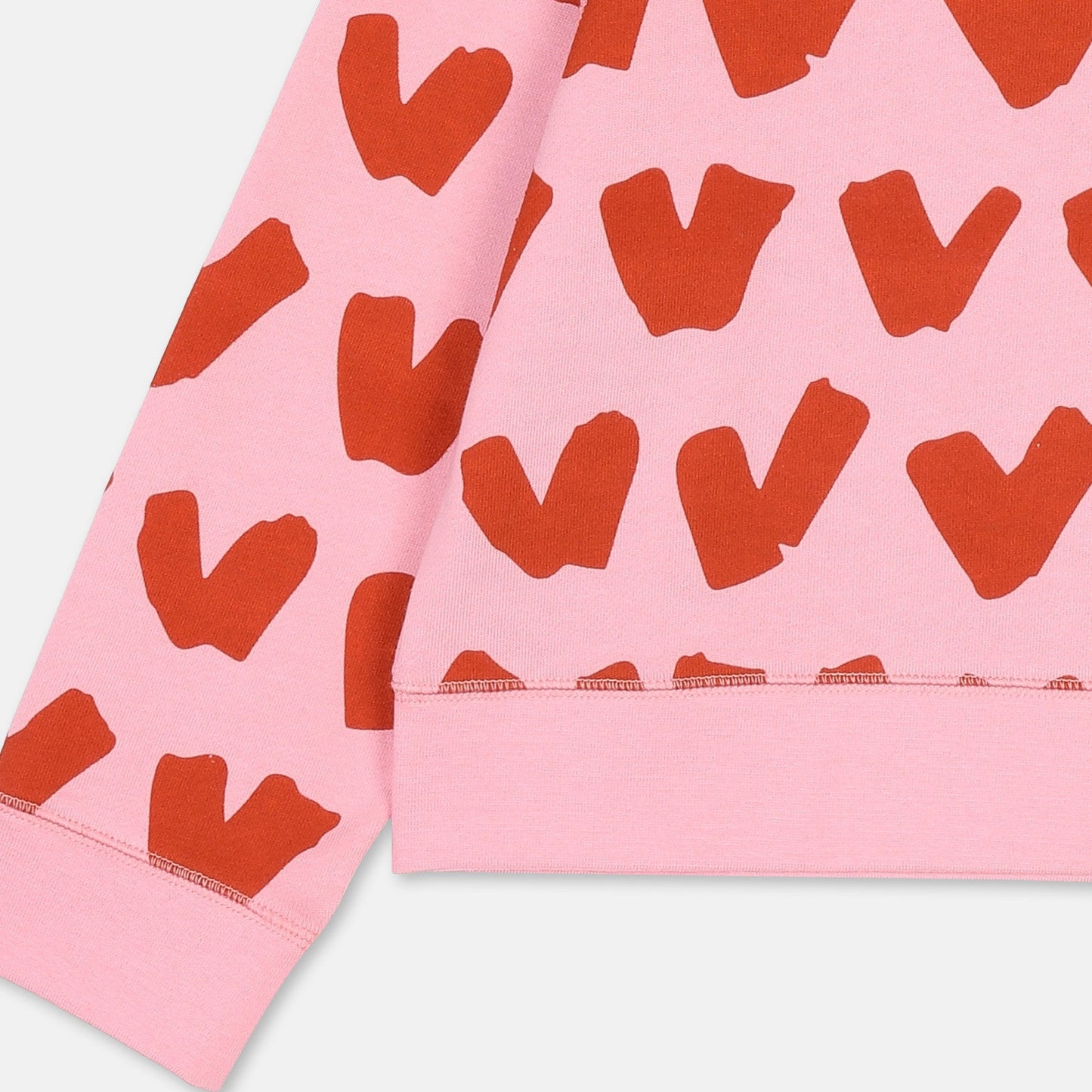 Girls Pink Hearts Cotton Sweatshirt