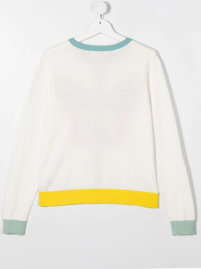 Girls White Butterfly Cotton Cardigan