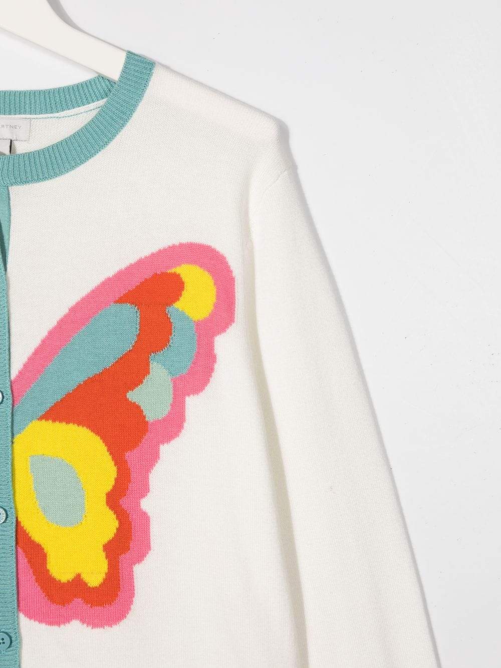 Girls White Butterfly Cotton Cardigan